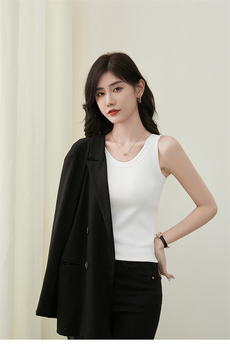 modal tank top  13 plus velvet ribbing tank top Slim vest sling new style fashionable sling simple versatile girls' camisole multiple sizes and colors self-designed women's modal tank top plus velvet factory wholesale support customized samples NO.13