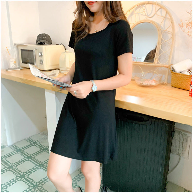 Fashionable simple and versatile self-designed women's modal dress Factory wholesale supports customized samples NO.3