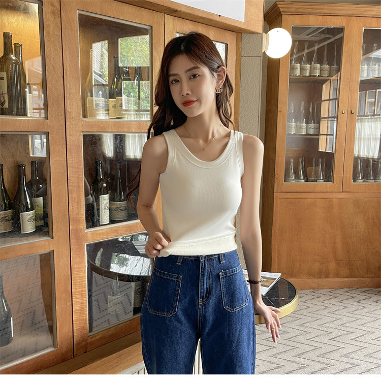 modal tank top  2 plus velvet Slim vest sling new style fashionable sling simple versatile girls' camisole multiple sizes and colors self-designed women's modal tank top plus velvet factory wholesale support customized samples NO.2