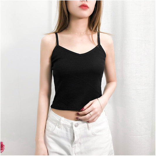 ribbing tank top 5 Versatile slim-fit vest suspenders sexy sling fashion simple girls' camisole multiple sizes and colors self-designed women's modal tank top sling factory wholesale support customized samples NO.5