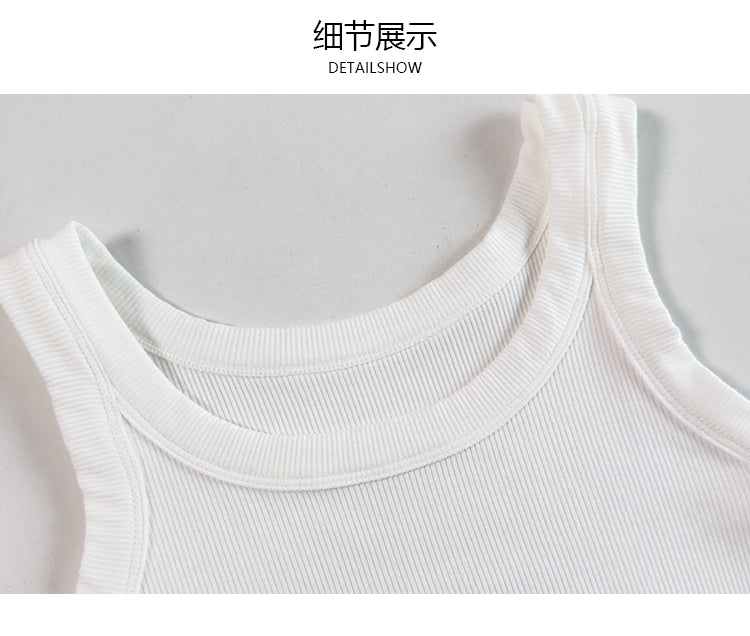 ribbing tank top square collar616